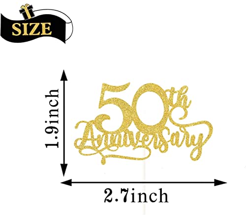 LECAKTO 24Pcs Gold Glitter 50th Anniversary Cupcake Topper Happy 50th Cheers to 50 Years Cupcake Topper 50th Birthday Wedding Anniversary Party Decoration Suppliers