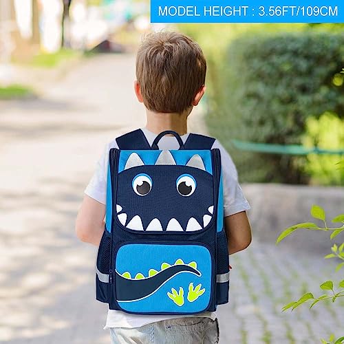 UFNDC 3PCS Dinosaur Backpack, 15" Boys Bookbag with Lunch Box, Kids School Bag for Elementary Preschool Toddler