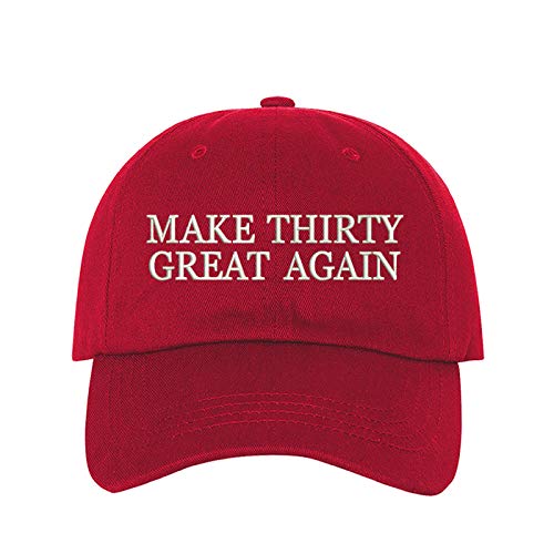 Make Thirty Great Again Baseball Hat - 30th Birthday hat - Dirty 30 Birthday Hat Red