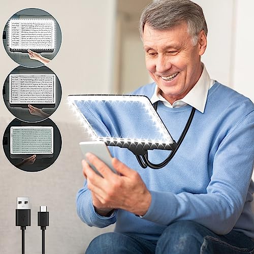 NZQXJXZ 5X Rechargeable Hands Free Magnifying Glass Flexible Gooseneck Full Book Page Magnifier for Reading 43 Ultra-Bright LED Light for Neck Wear Repair Sewing Low Eyesight Seniors