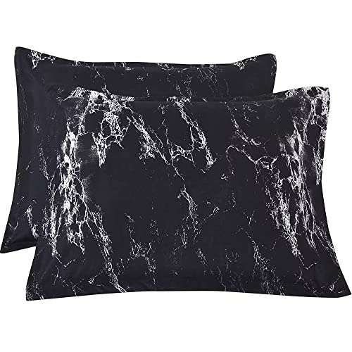 Black Marble Duvet Cover Queen Size Bedding Sets Black and White Marble Bedding Covers Soft Lightweight Microfiber Modern Men Women Teen Boy Gothic Ceramic Marble Bed Abstract 3pcs Bedding Set Full