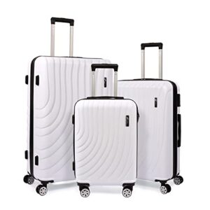 m camel mountain luggage sets 3 piece lightweight durable expandable hard shell suitcase set with tsa lock double spinner wheels - white