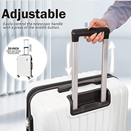 M Camel Mountain Luggage Sets 3 Piece Lightweight Durable Expandable Hard Shell Suitcase Set with TSA Lock Double Spinner Wheels - White