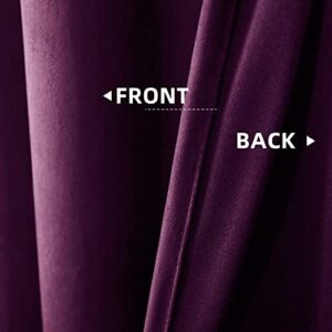 Guibaf Dark Purple Velvet Curtains 84 inches Long Grommet Blackout Curtains for Bedroom Light Blocking Thermal Insulation Drapes Set of 2 Panels 52”x 84”