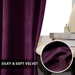 Guibaf Dark Purple Velvet Curtains 84 inches Long Grommet Blackout Curtains for Bedroom Light Blocking Thermal Insulation Drapes Set of 2 Panels 52”x 84”