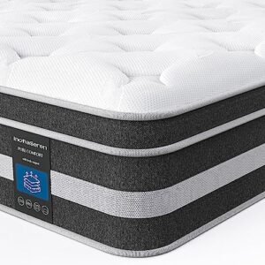 inofiaseren full mattress, individual pocket spring hybrid full size bed with gel memory foam, breathable full mattress in a box, medium firm support, 75''*54''*12''