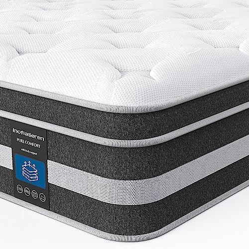 InofiaSeren Full Mattress, Individual Pocket Spring Hybrid Full Size Bed with Gel Memory Foam, Breathable Full Mattress in a Box, Medium Firm Support, 75''*54''*12''