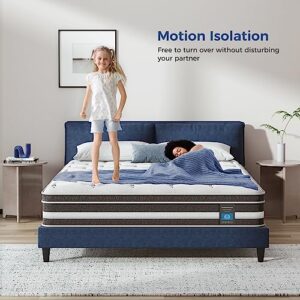 InofiaSeren Full Mattress, Individual Pocket Spring Hybrid Full Size Bed with Gel Memory Foam, Breathable Full Mattress in a Box, Medium Firm Support, 75''*54''*12''