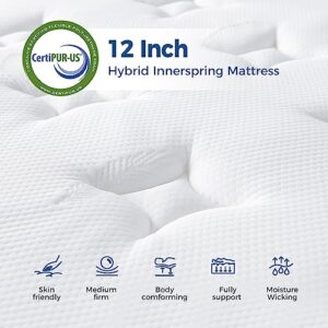 InofiaSeren Full Mattress, Individual Pocket Spring Hybrid Full Size Bed with Gel Memory Foam, Breathable Full Mattress in a Box, Medium Firm Support, 75''*54''*12''