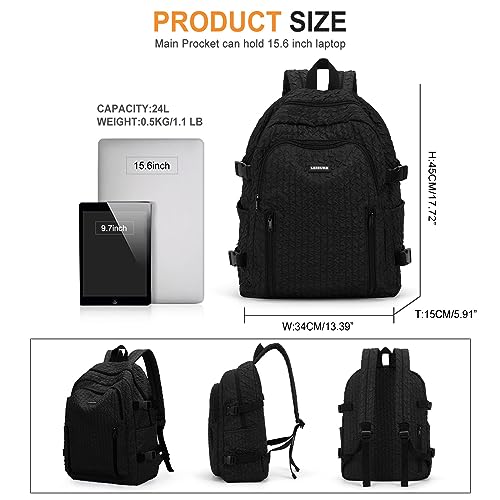 weradar Simple Black Backpack For Women Anti Theft Small Laptop Travel Backpacks Lightweight bookbag Basic Middle School Backpack For Teens Girls