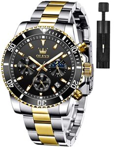olevs black gold watches for men classic with date business dress chronograph big face reloj para hombre waterproof luminous mens wrist watch analog party fashion stainless steel man watch