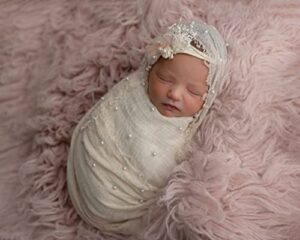 giggle angel newborn baby photography props baby photo wrap blanket for baby girl pearl decor wrap set with headband