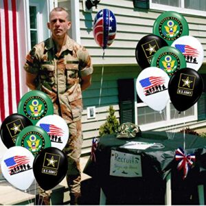 U.S. Army Balloons Pack of 30 U.S Army Party Balloons American Heroes Military Veteran Party Decorations 12iNCH Army Balloons for Going Away Party Decorations