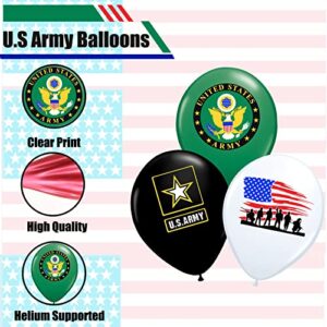 U.S. Army Balloons Pack of 30 U.S Army Party Balloons American Heroes Military Veteran Party Decorations 12iNCH Army Balloons for Going Away Party Decorations