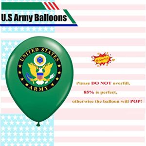 U.S. Army Balloons Pack of 30 U.S Army Party Balloons American Heroes Military Veteran Party Decorations 12iNCH Army Balloons for Going Away Party Decorations