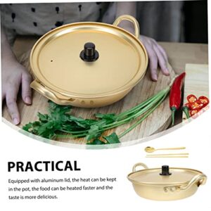 Angoily 2 Sets Ramen Pot Korean Cookware Instant Ramen Cooker Ramen Pot with Lid Ramen Soup Pot Chinese Steamer Pot Aluminum Stock Pot Noodle Cooking Pots Aluminum Soup Pot Noodle Pot Suki