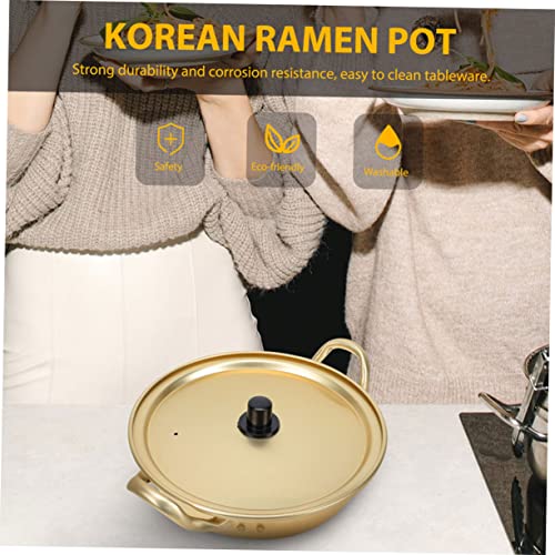 Angoily 2 Sets Ramen Pot Korean Cookware Instant Ramen Cooker Ramen Pot with Lid Ramen Soup Pot Chinese Steamer Pot Aluminum Stock Pot Noodle Cooking Pots Aluminum Soup Pot Noodle Pot Suki