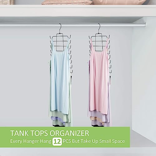 OMHOMETY Tank Top Hangers, 2 Pack Bra Organizer for Closet, Hanging Closet Organizers and Storage Space Saver Storage for Camisoles Tank Tops Bras Swimsuits Strappy Dress, Black