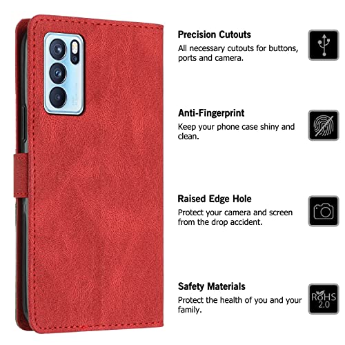 phone filp case Compatible with Oppo Reno 6Pro 5G Case, Reno 6Pro 5G Wallet Case Slim PU Leather Phone Case Flip Folio Leather Case Card Holders Shockproof Protective Case with Wrist Strap nonmetallic