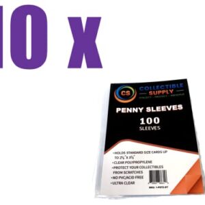 10 Pack Collectible Supply Penny Sleeves 100 Ct. Standard Size (1000 Total Sleeves) Trading Gaming Card Storage & Protection