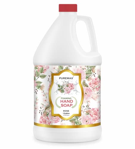 Puremax Foaming Hand Soap Refills with Essential Oils | Rose | Gentle, Moisturizing | Biodegradable Formula | Made in USA | 128 Fl Oz (1 Gallon) |