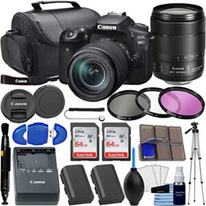 camera eos 90d dslr camera bundle with 18-135mm is usm lens, 128gb memory, 3pc filter kit + deluxe bag + professional kit