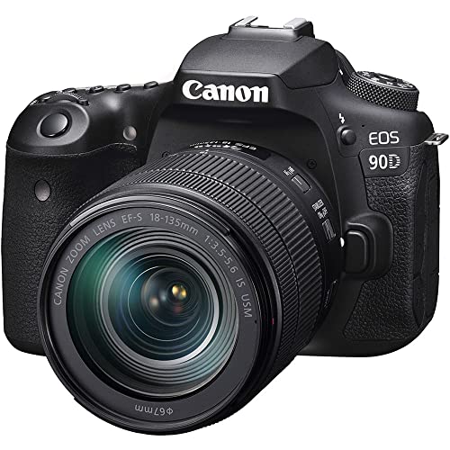 Camera EOS 90D DSLR Camera Bundle with 18-135mm is USM Lens, 128GB Memory, 3pc Filter Kit + Deluxe Bag + Professional Kit