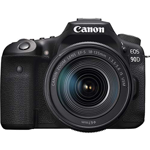 Camera EOS 90D DSLR Camera Bundle with 18-135mm is USM Lens, 128GB Memory, 3pc Filter Kit + Deluxe Bag + Professional Kit