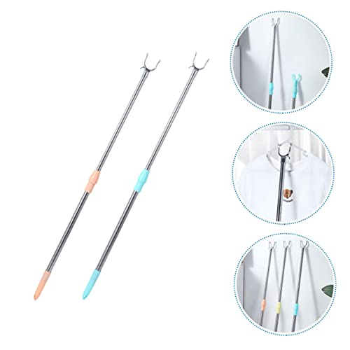 GANAZONO 6 Pcs Clothes Pole Retractil De Stainless Steel Retractable Clothesline Boot Stand Outdoor Clothes Hook Pole Closet Stick for Hanging Clothes Telescoping Reach Stick