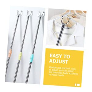 GANAZONO 6 Pcs Clothes Pole Retractil De Stainless Steel Retractable Clothesline Boot Stand Outdoor Clothes Hook Pole Closet Stick for Hanging Clothes Telescoping Reach Stick