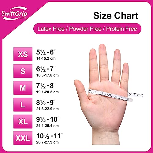 SwiftGrip Powder-Free Nitrile Gloves, Medium, 50ct Box - 3-mil, Disposable, Latex-Free, for Kitchen, Cleaning, Estheticians, Hair Stylist - Pink/Fuchsia