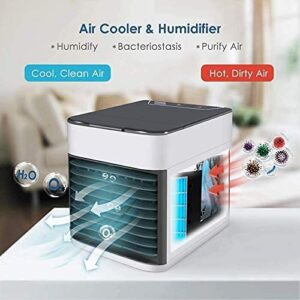 Portable Air Conditioner Fan, Spray humidification, 3 in 1 Air Cooler | Humidifier | Purifier,with 3 Speeds 7 Colors LED Light for Home Office Bedroom