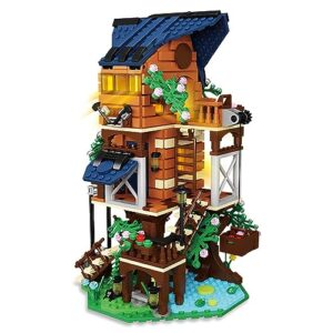 treehouse building set, 4 in 1 street view tree house building blocks toy, halloween xmas gift for boys girls age 8+, teen & adult(compatible with lego set)
