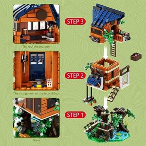 Treehouse Building Set, 4 in 1 Street View Tree House Building Blocks Toy, Halloween Xmas Gift for Boys Girls Age 8+, Teen & Adult(Compatible with Lego Set)