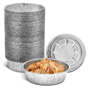leglo 6'' round tin foil cake pans - round cake pan baking container pack of 50 foil pan aluminum foil pans microwave cooking pan heavy duty cooking pans- round baking pan storage aluminum pie pans