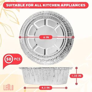 LEGLO 6'' Round Tin Foil Cake Pans - Round Cake Pan Baking Container Pack of 50 Foil Pan Aluminum Foil Pans Microwave Cooking Pan Heavy Duty Cooking Pans- Round Baking Pan Storage Aluminum Pie Pans