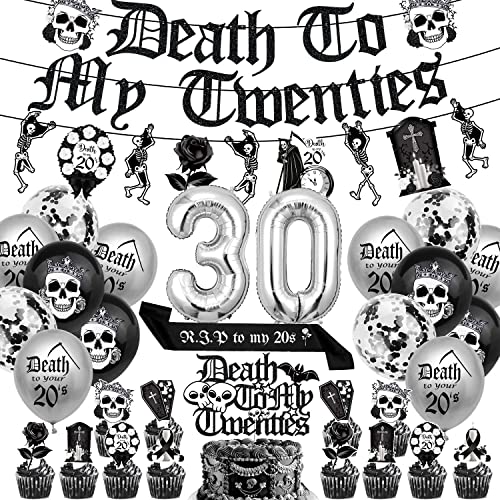 Birthday Decorations 30th Birthday Decorations for Women Him Men Death to My 20s Decorations Rip to My 20s Happy Birthday Party Decorations Thirtieth My Youth Funeral Party Decorations Balloons Banner