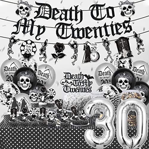 Birthday Decorations 30th Birthday Decorations for Women Him Men Death to My 20s Decorations Rip to My 20s Happy Birthday Party Decorations Thirtieth My Youth Funeral Party Decorations Balloons Banner