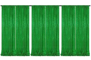 6 panels green backdrop curtains 2ftx8ft glitter green party backdrop for baby shower photography stage wedding party stage decorations