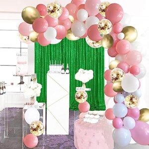 6 Panels Green Backdrop Curtains 2FTx8FT Glitter Green Party Backdrop for Baby Shower Photography Stage Wedding Party Stage Decorations