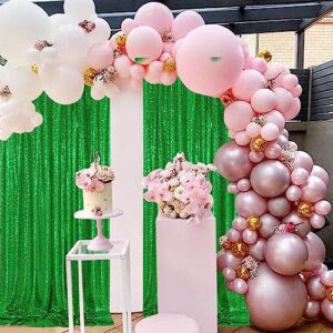 6 Panels Green Backdrop Curtains 2FTx8FT Glitter Green Party Backdrop for Baby Shower Photography Stage Wedding Party Stage Decorations