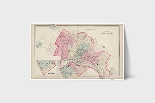 MG Global Old Map Poster of Richmond VA 1878 Genealogy Henrico Co O.W. Gray Virginia Cities USA | 11x17 12x18 16x24 24x36 Historical Unframed Print | Vintage Rustic Wall Art for Home Office Decor