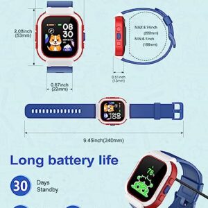 Cloudpoem Smart Watch for Kids Girls Boys, Kids Watch Fitness Tracker Watch with Pedometer Heart Rate Monitor Sleep Tracker Alarm Clocks Puzzle Games Calculator IP68 Waterproof, Kids Gift Blue