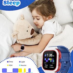 Cloudpoem Smart Watch for Kids Girls Boys, Kids Watch Fitness Tracker Watch with Pedometer Heart Rate Monitor Sleep Tracker Alarm Clocks Puzzle Games Calculator IP68 Waterproof, Kids Gift Blue