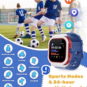 Cloudpoem Smart Watch for Kids Girls Boys, Kids Watch Fitness Tracker Watch with Pedometer Heart Rate Monitor Sleep Tracker Alarm Clocks Puzzle Games Calculator IP68 Waterproof, Kids Gift Blue