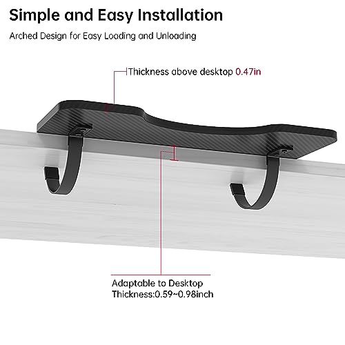 alfd suoke Ergonomics Desk Extender Tray, Computer Keyboard and Mouse Tray with Arched Design, Easy Installation, Table Mount Arm Wrist Rest Shelf, Computer Elbow Arm Support 25.1''×9.4''