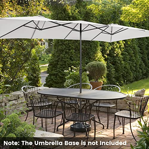 Tangkula 15 FT Double-Sided Patio Umbrella with Crank Handle, Vented Tops, Large Outdoor Rectangle Twin Umbrella with 10-Rib Metal Structure, Table Umbrella for Poolside Deck Lawn Garden (Beige)