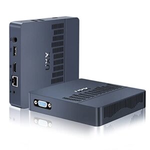 uxx mini pc support 512gb/2tb m.2 ssd expansion, intel celeron n3350 6gb ram/64gb emmc micro pc, business mini computer 4k hdmi+vga dual display, bt, 2.4/5g wifi, usb 3.0, lan-blue