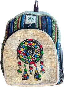 gurkha handmade unique design himalayan hemp backpack 13 in medium hippie, festival, hiking & tablet laptop backpack - handmade in mt. everest country nepal