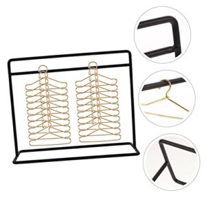 KOMBIUDA 1 Set Clothes Hanger Closet Racks for Hanging Clothes Miniture House Furniture Clothes Organizer Rack Mini Clothing Wardrobe Clothes Rack Miniature Hanger Display Stand Black Metal